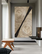 Neutral Wood Grain Textured Vertical Painting