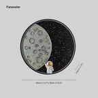 Aria Astronaut Round Moon Black Wall Lamp, Metal
