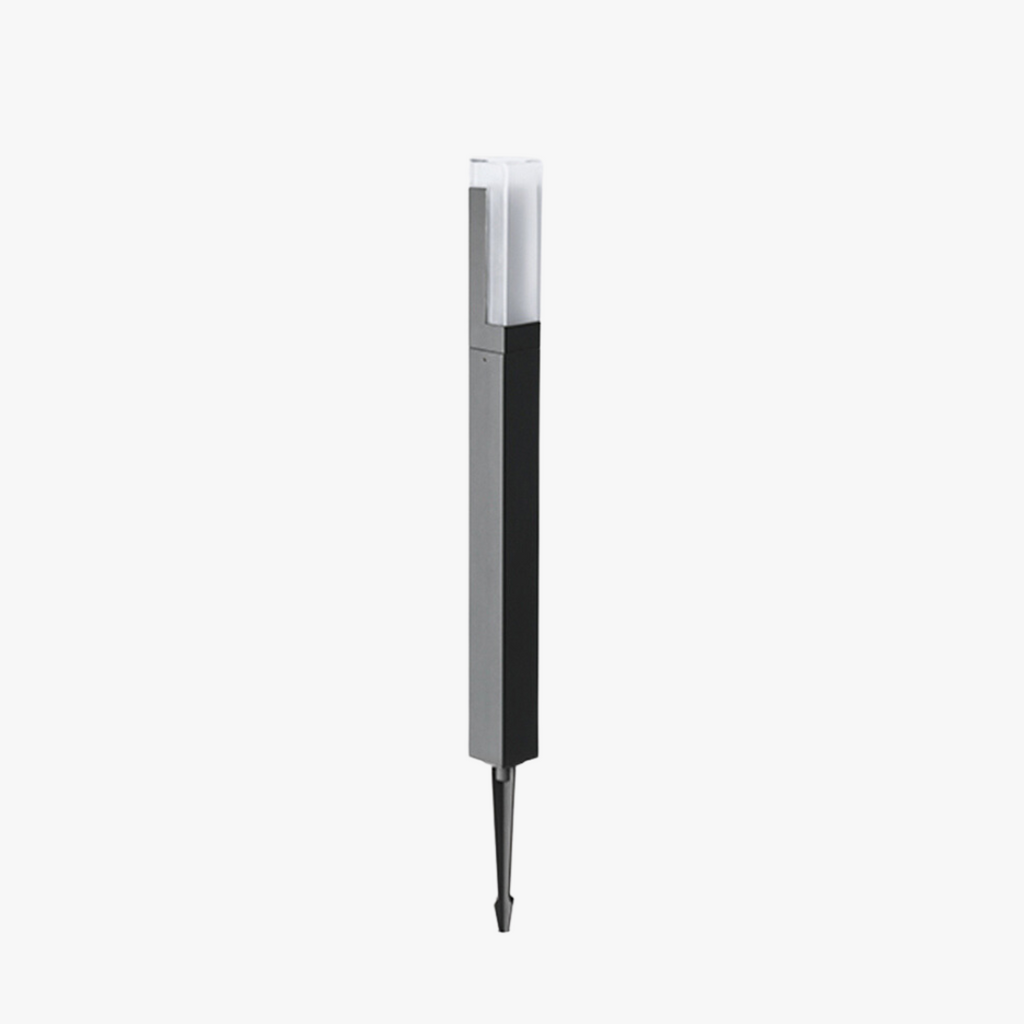 Ray Modern Metal Solar Outdoor Path Light, Black