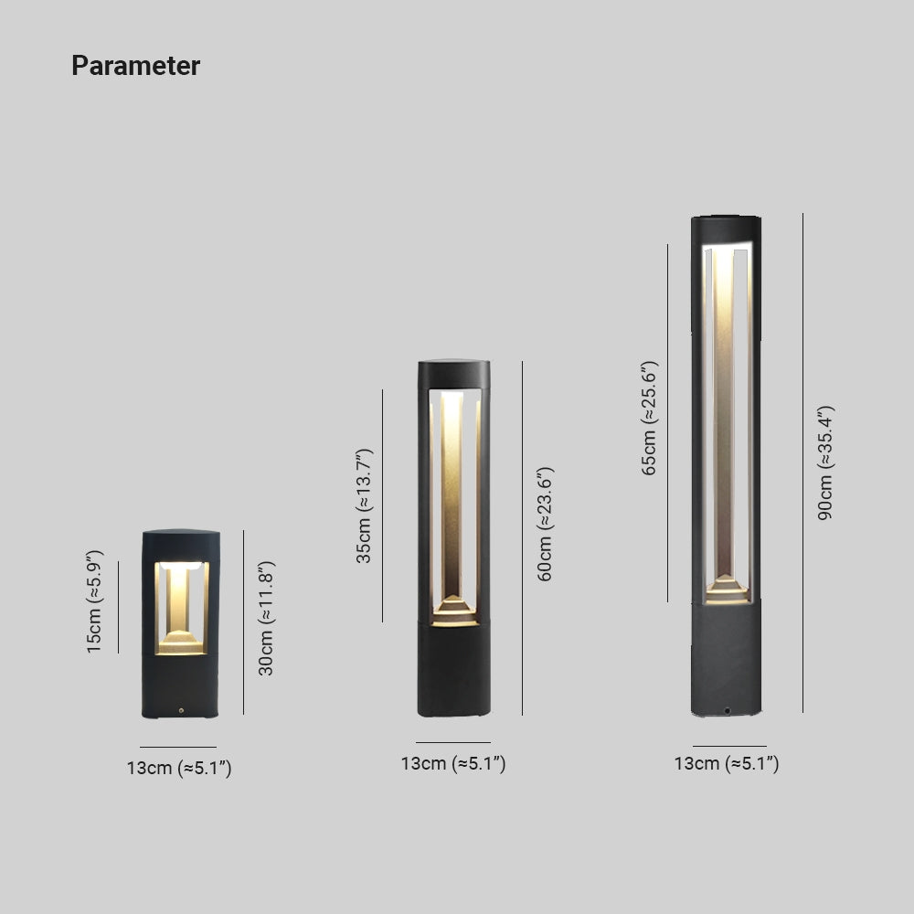 Ray Contemporary Metal Triangular Hollow Outdoor Path Light, Black