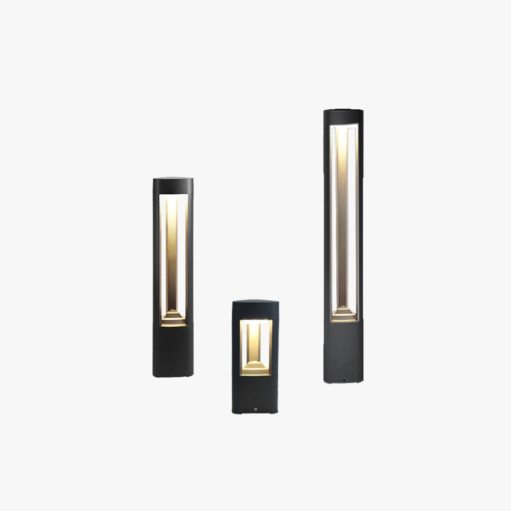Ray Contemporary Metal Triangular Hollow Outdoor Path Light, Black
