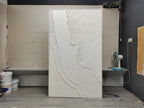 3D Textured White Wave Painting Organic Wall Art