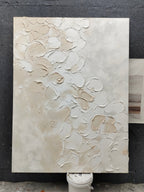 Minimalist 3D Textured White Beige Wall Art