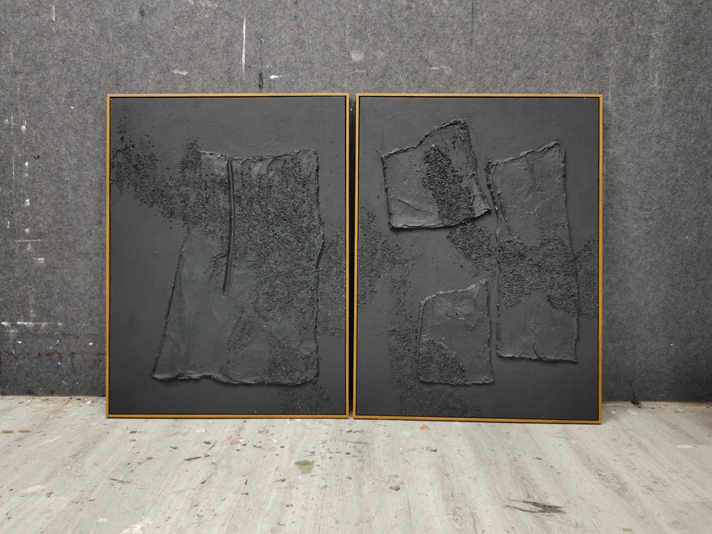 Wall Art Abstract Black Impasto Texture