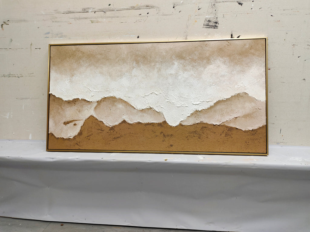 Minimalist 3D Textured Landscape Painting Warm Neutral