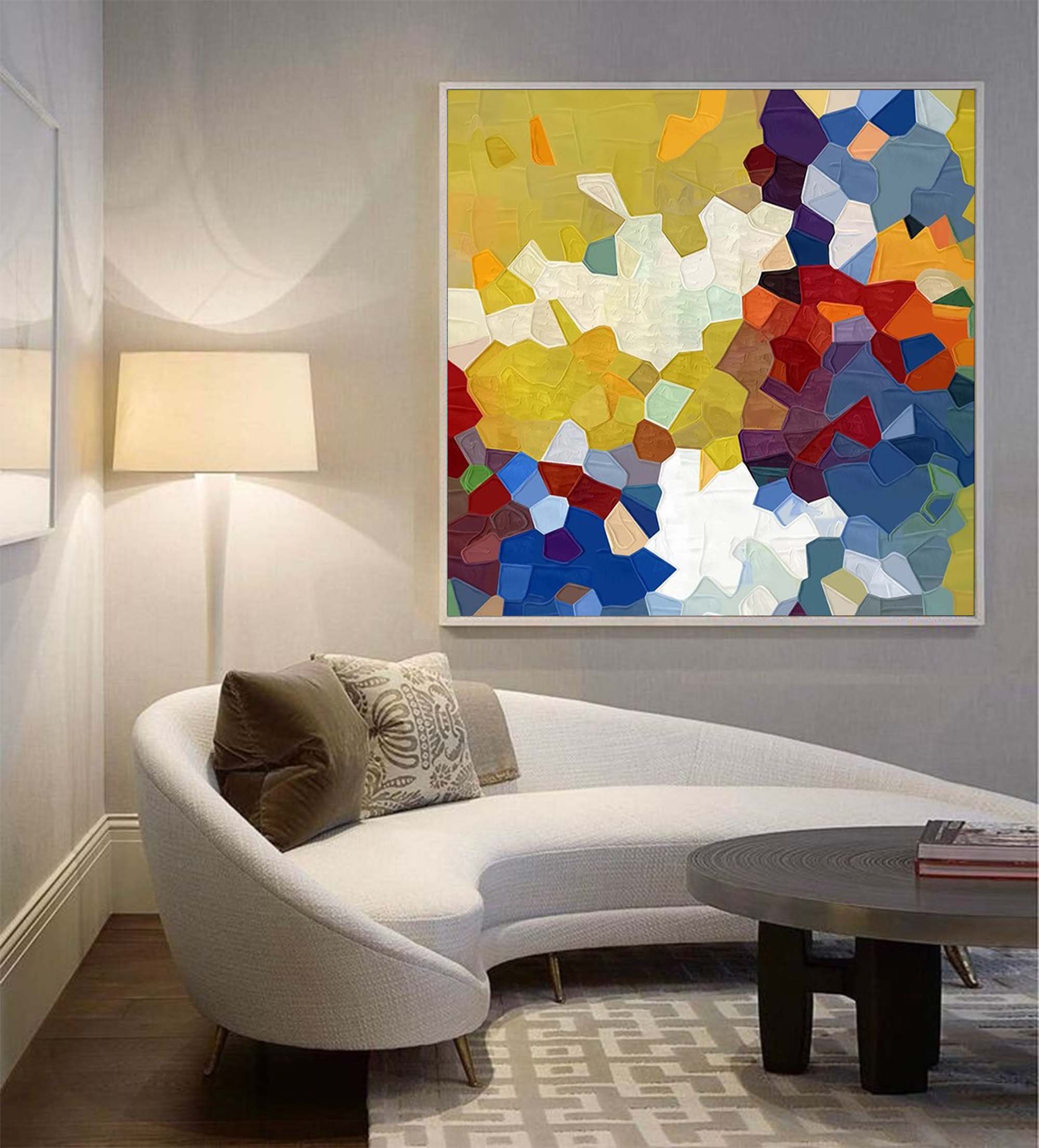 Mosaic-Style Painting Vibrant Color Blocks