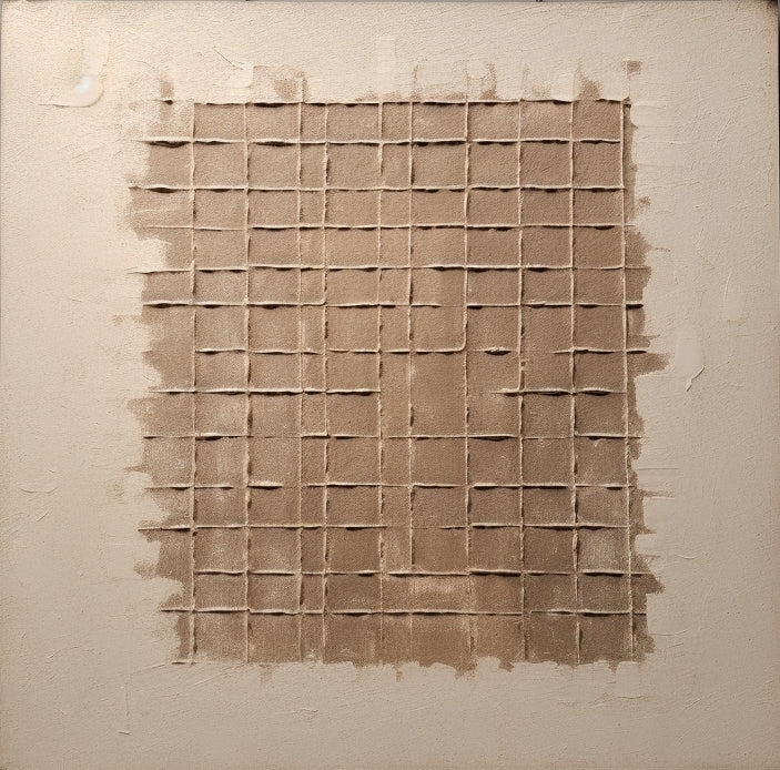 Wabi-Sabi Grid Texture Bas-Relief Painting