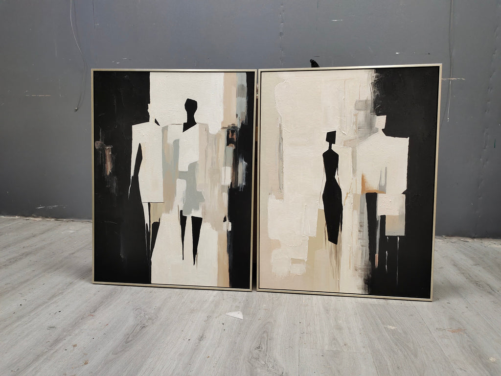 Abstract Couple Silhouette Impasto Painting