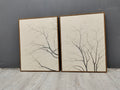 Set Of 2 Neutral Bare Tree Diptych Painting Textured