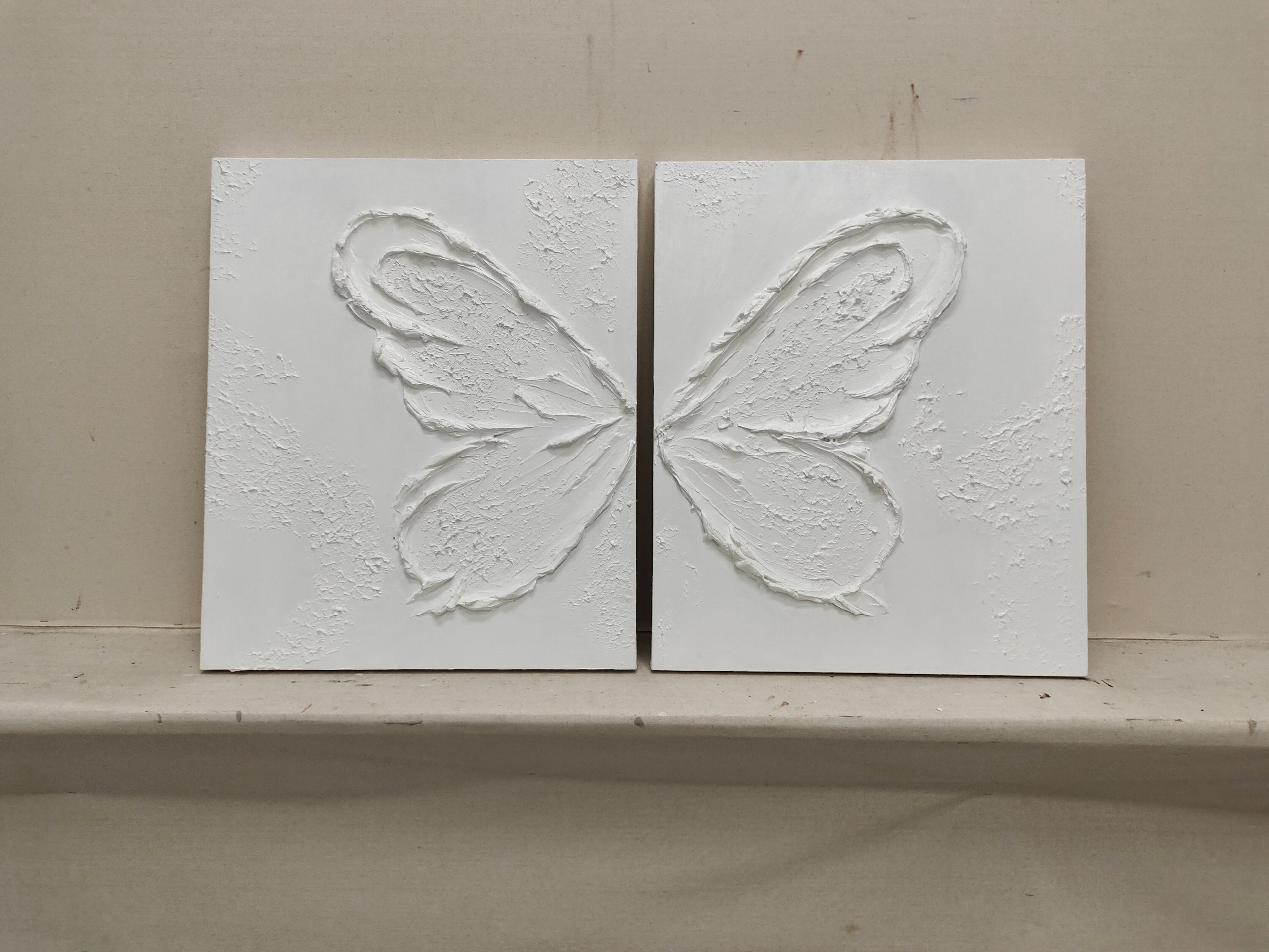 Monochrome Butterfly Wing Oil Painting