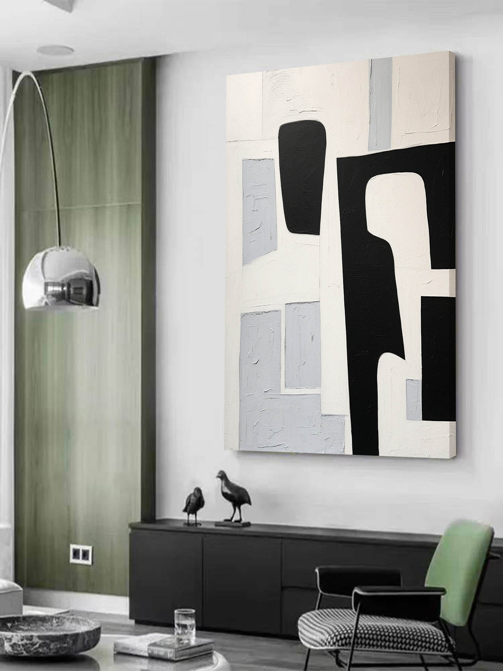Textured Geometric Monochrome Abstract Painting