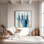 Four Feminine Figures In Blue And Gold Wall Art