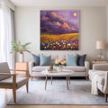 Moonlit Wildflower Field Impressionist Oil Painting