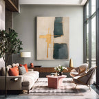 Wabi-Sabi Textured Painting Gold & Teal Modern