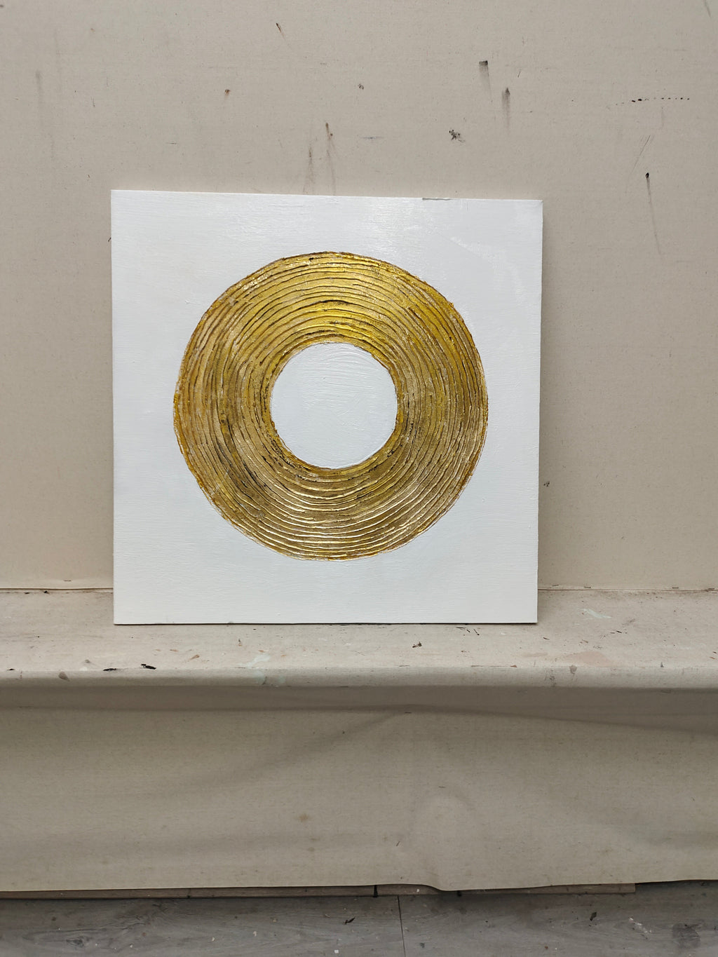 Gold Textured Ring Minimalist Abstract Oil Painting
