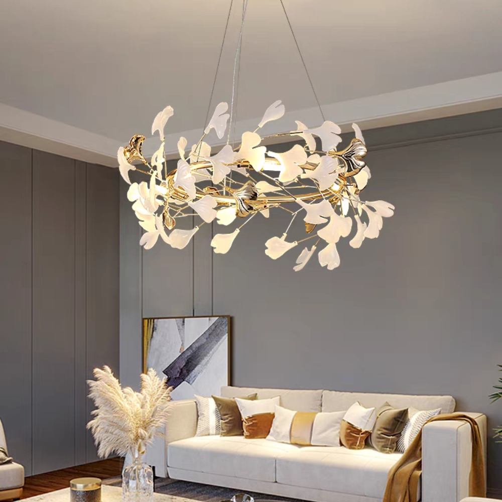 Olivia Modern Golden LED Chandelier Ceramic