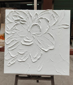 3D White Floral Impasto Painting