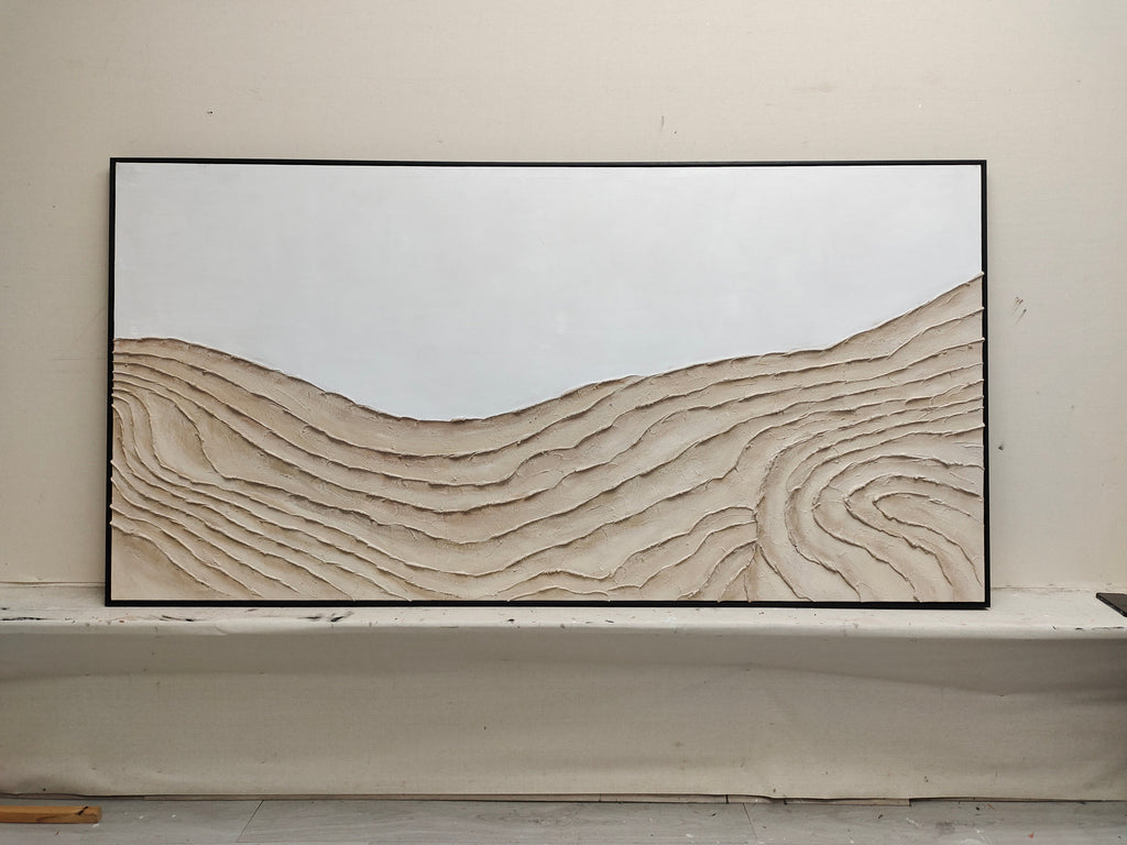 Wabi-Sabi Textured Mountain Range Painting