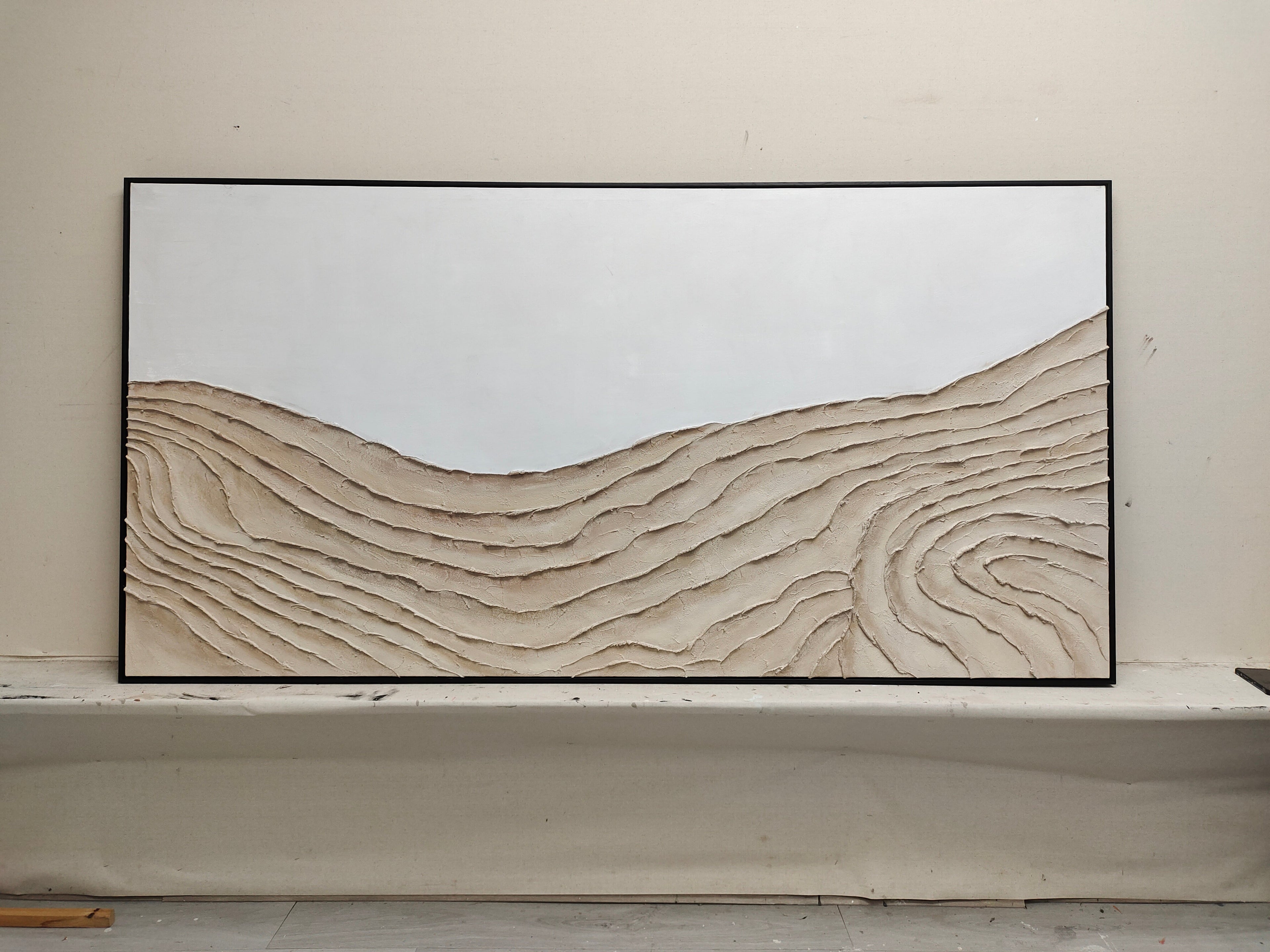 Wabi-Sabi Textured Mountain Range Painting