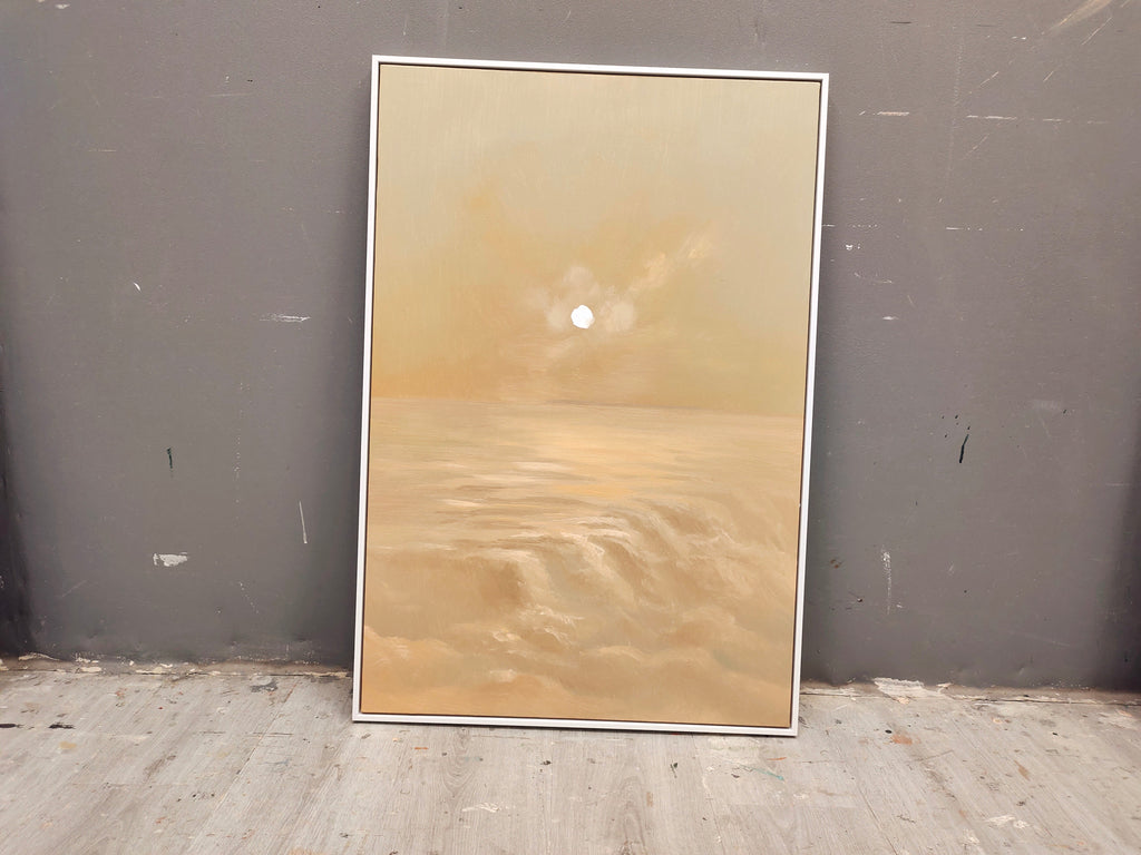 Serene Coastal Sunrise Landscape Oil Painting