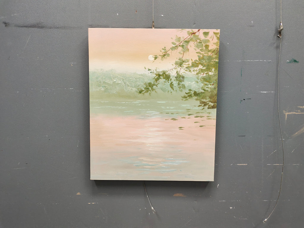Wabi-Sabi Wall Art Soft Pastel Lake Landscape