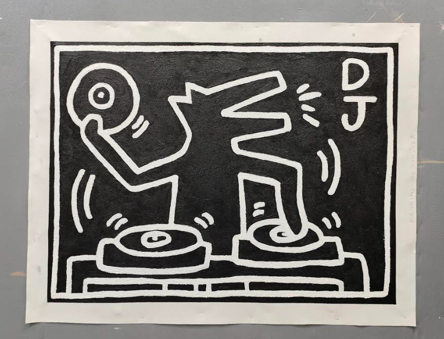 Pop Art DJ Figure Line Art Painting