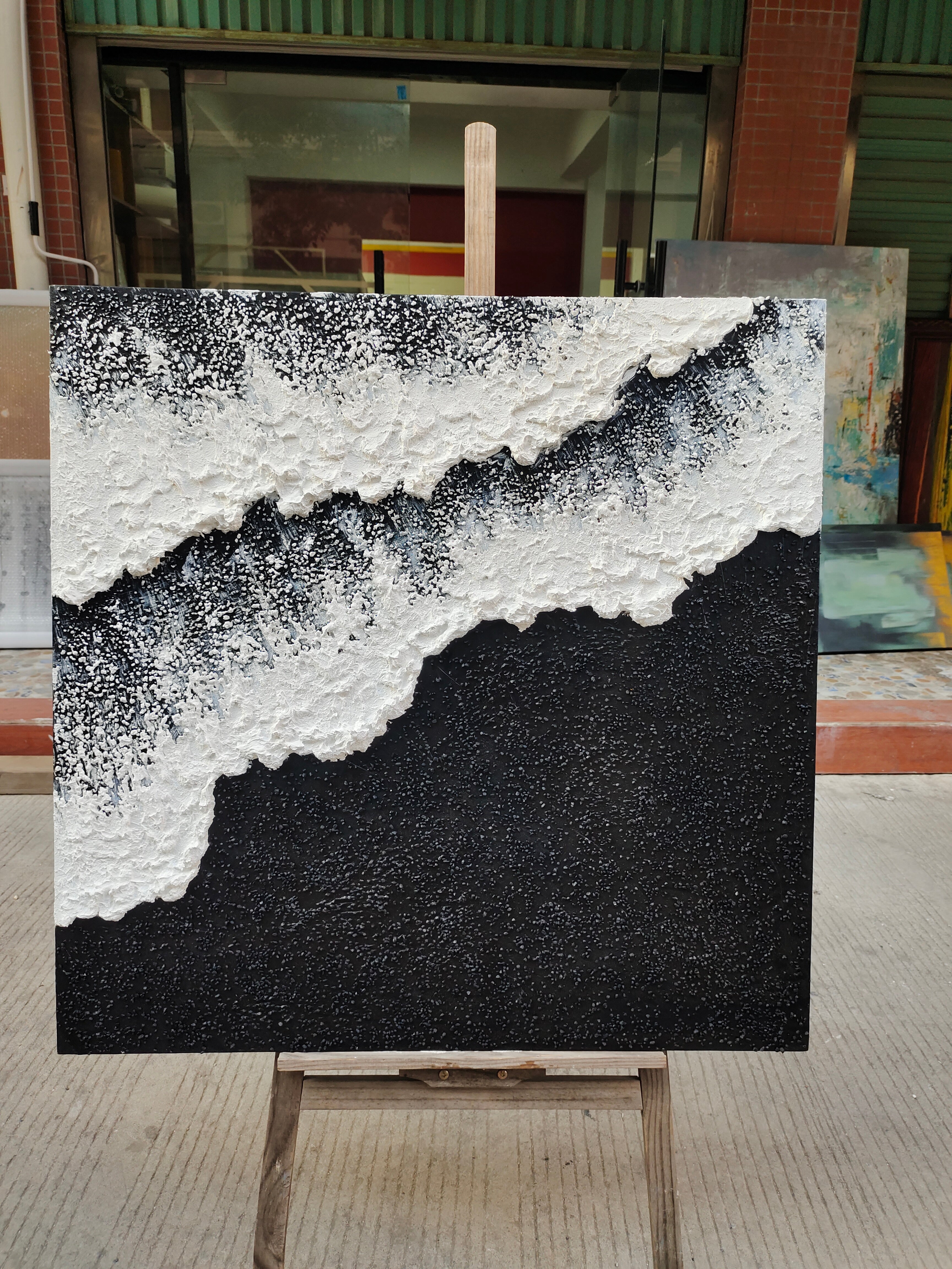 Black And White Wave Textured Wall Art