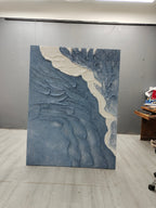 Textured Coastal Wave Relief Painting