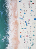 Vertical Aerial Beach Crowd Impasto Painting