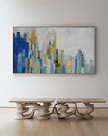Abstract Cityscape Painting Blue & Gold
