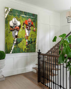 American Football Chase Scene Oil Painting