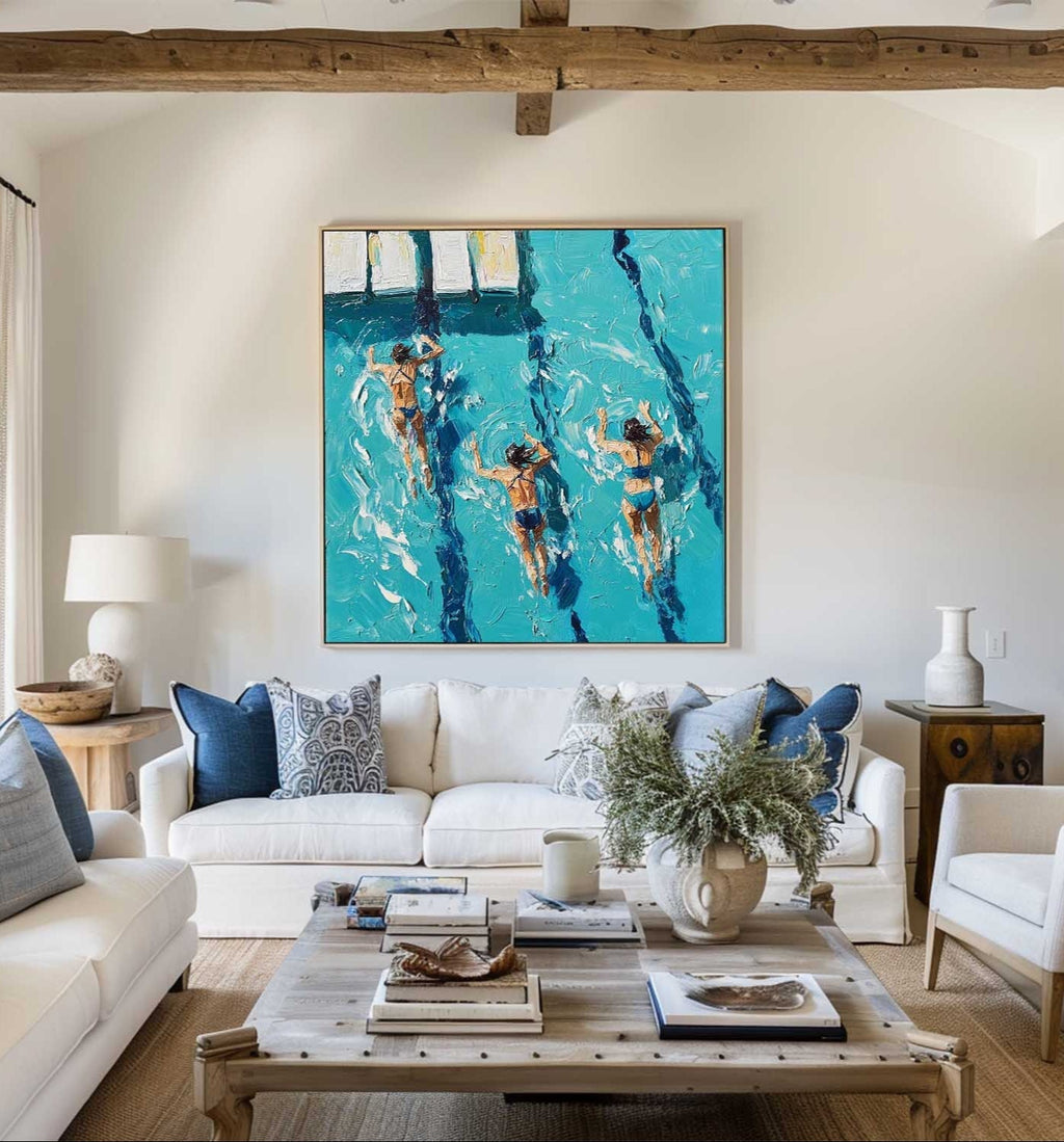 Swimmers Summer Energy Oil Painting