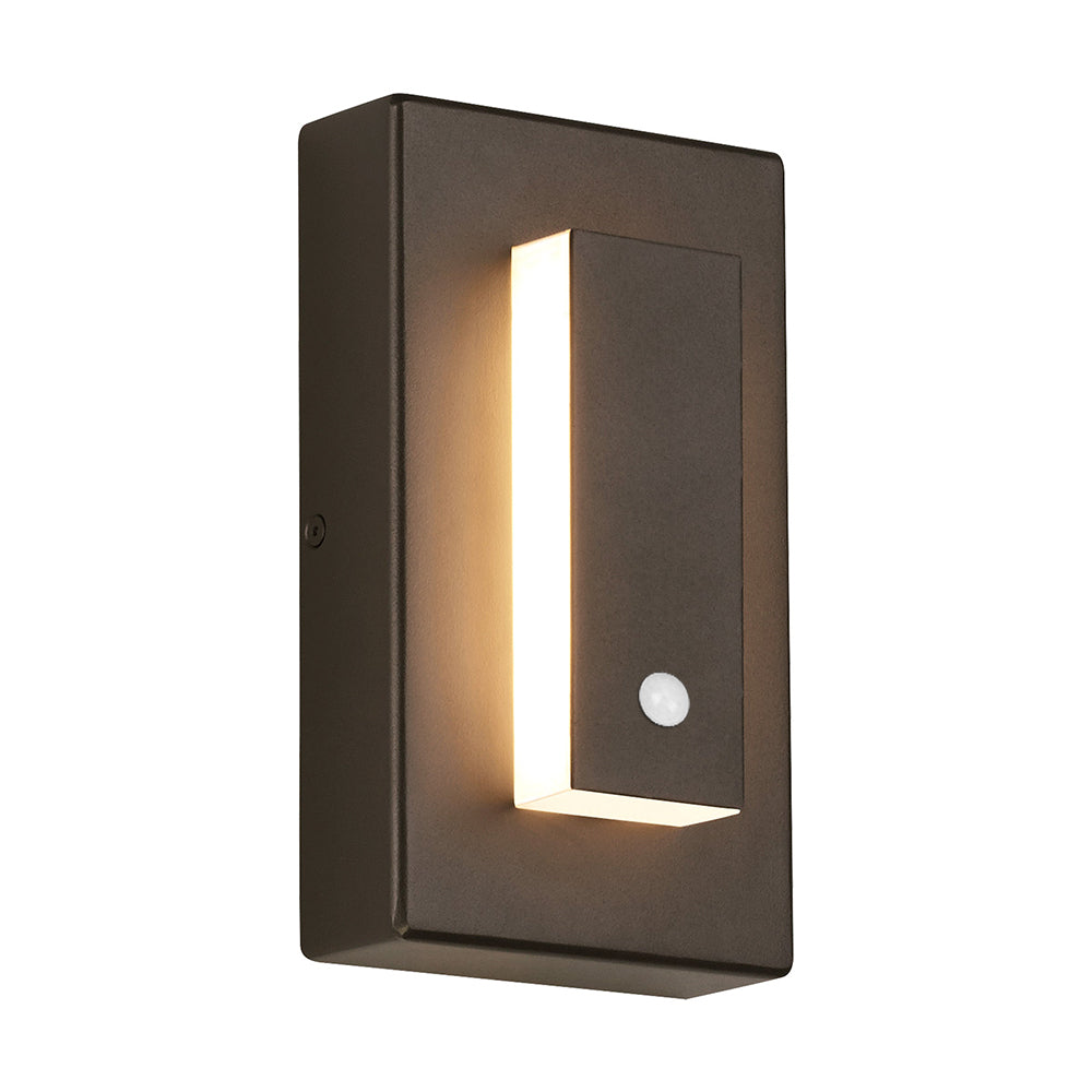 Kasso Modern Square Metal Outdoor Wall Lamp, Dark/Gray Bronze
