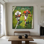 American Football Chase Scene Oil Painting