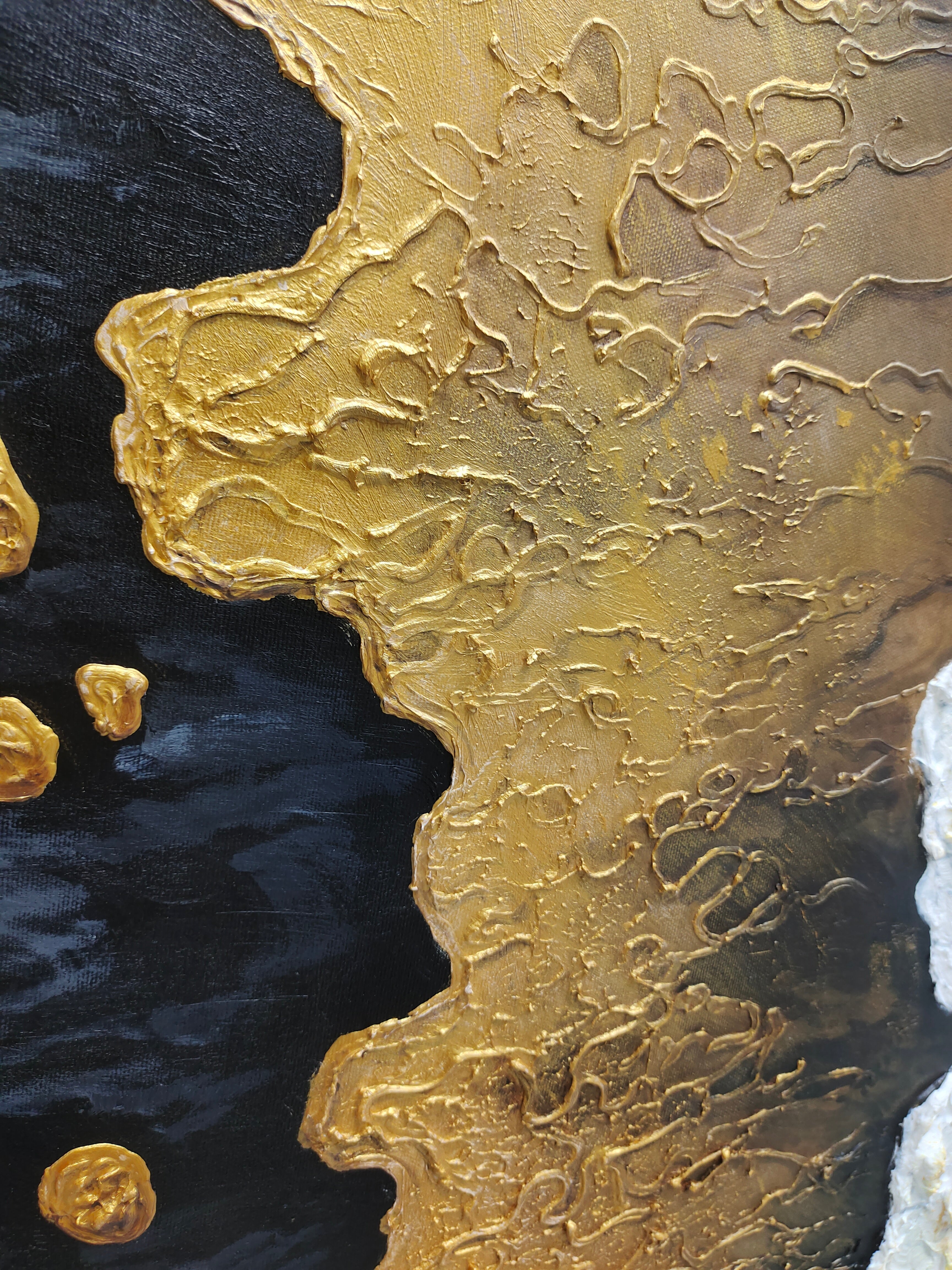 Plaster Art Texture Luxury Gold Accent Abstract Painting