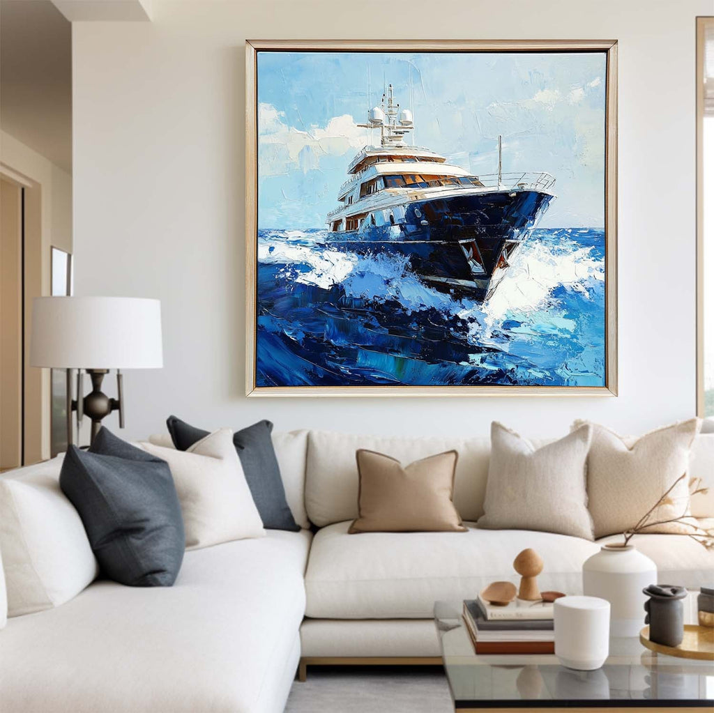 Luxury Yacht Ocean Voyage Oil Painting