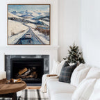 Mountain Road Winter Journey Oil Painting