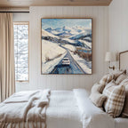 Mountain Road Winter Journey Oil Painting