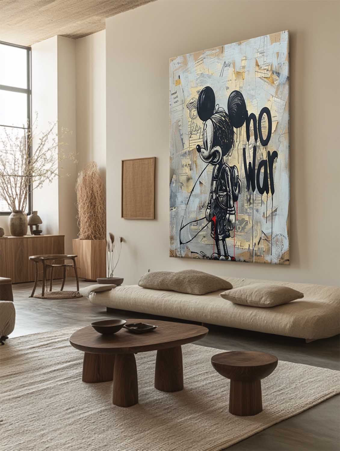 "No War" Motif Mickey Mouse Graffiti Painting