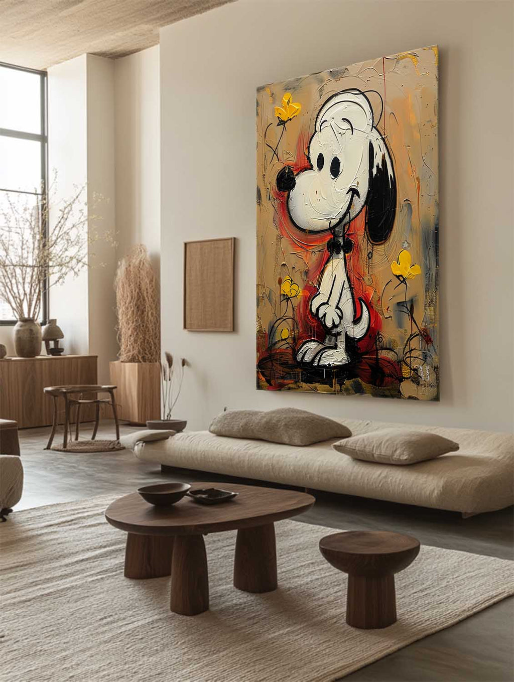Graffiti Textured Snoopy Cartoon Abstract Painting