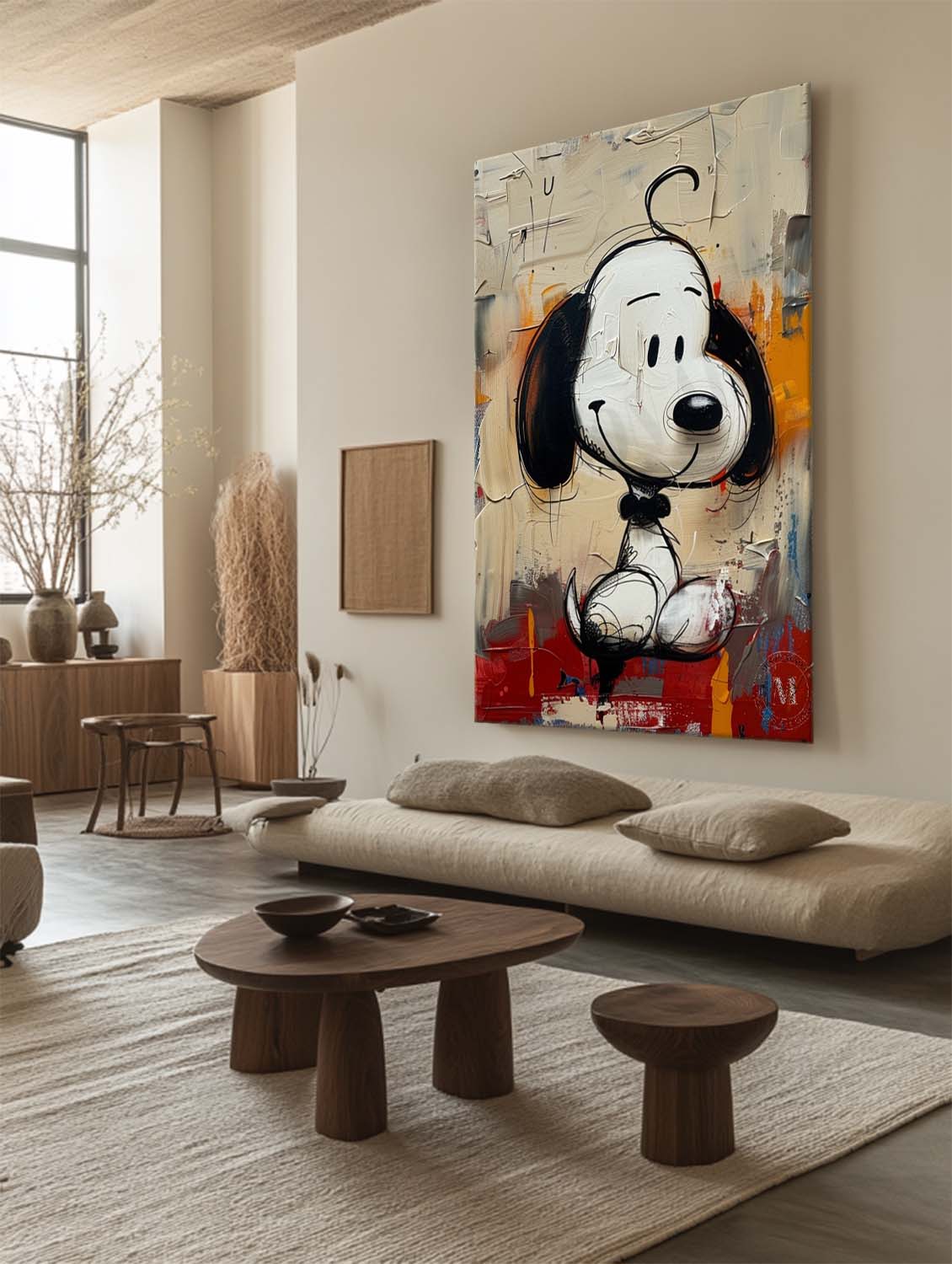 Abstract Graffiti Textured Snoopy Cartoon Wall Art