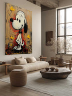 Graffiti Textured Snoopy Cartoon Abstract Painting