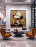 Graffiti Textured Snoopy Cartoon Abstract Painting