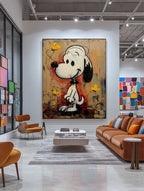 Graffiti Textured Snoopy Cartoon Abstract Painting