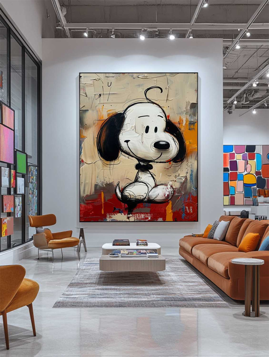 Abstract Graffiti Textured Snoopy Cartoon Wall Art
