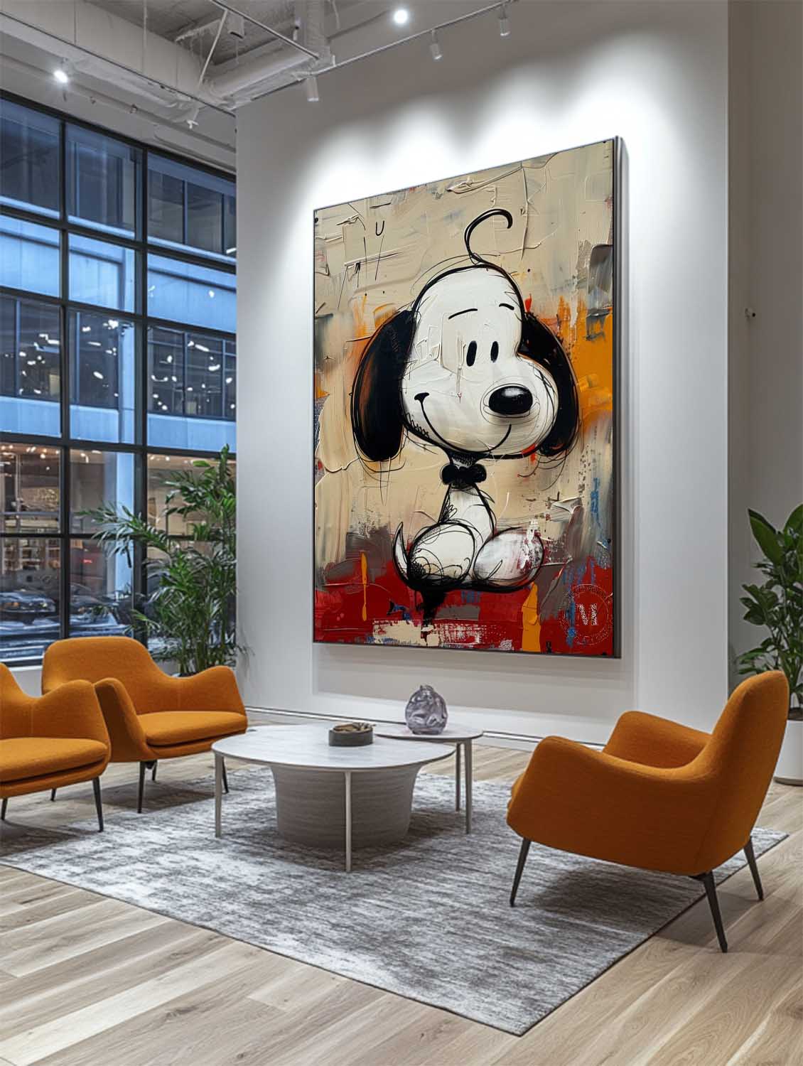 Abstract Graffiti Textured Snoopy Cartoon Wall Art