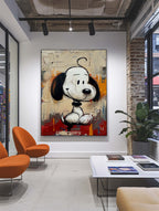 Abstract Graffiti Textured Snoopy Cartoon Wall Art