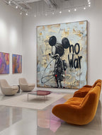 "No War" Motif Mickey Mouse Graffiti Painting
