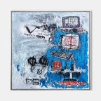 Wall Art Abstract Graffiti Vibrant Blue Symbolic