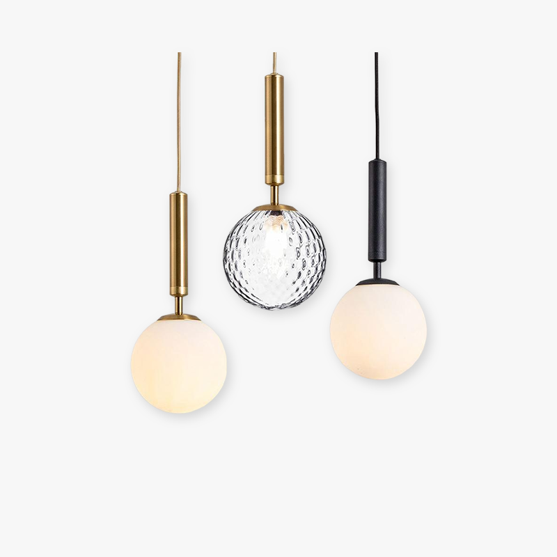 Valentina Modern Glass Ball Pendant Light, White/Clear